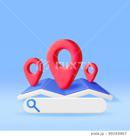 3D Location Folded Paper Map with Magnifying Glass 99269907