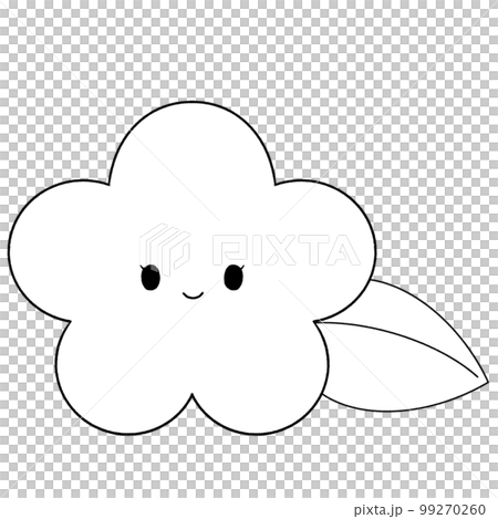 Black and white plum face illustration 99270260