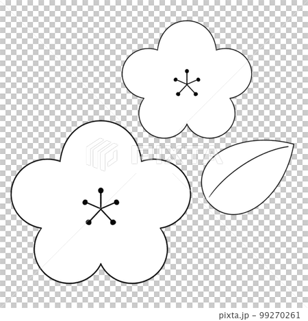 Black and white plum illustration 99270261