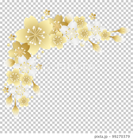 白色和金色櫻花角框 99270379