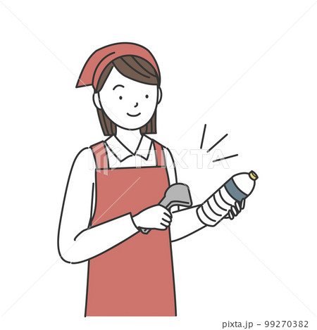 商品をスキャンするスーパーの店員 99270382