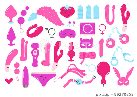 Set of sex toys. Collection of toys for adults Stock