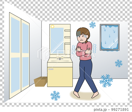脱衣所が寒くて震えている女性 脱衣所が寒くて震えている女性 99271891