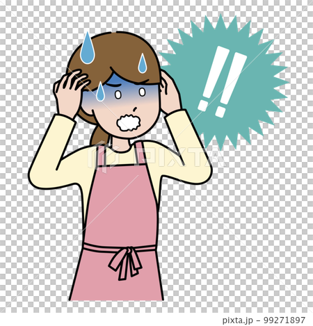 ショックを受けている女性（ビックリマーク付き） 99271897