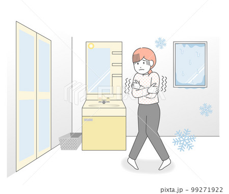 脱衣所が寒くて震えている女性 脱衣所が寒くて震えている女性 99271922