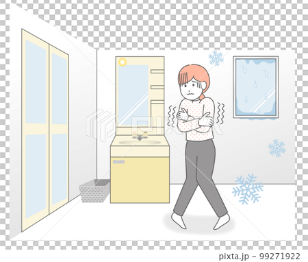 A woman shivering because her dressing room is cold 99271922