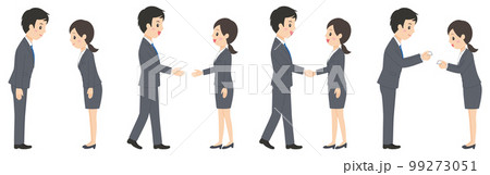 スーツ男女挨拶全身若い 99273051
