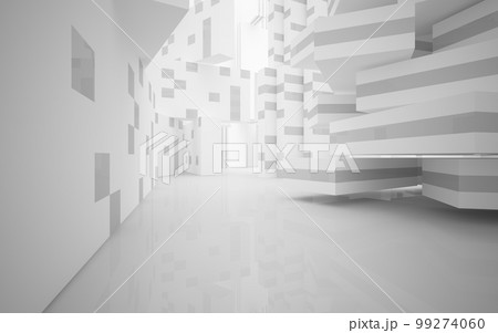 Abstract white interior of the future. 3D illustration and rendering 99274060