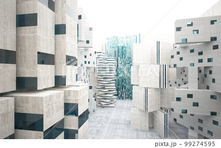 Empty dark abstract concrete smooth interior . Architectural background. 3D illustration and rendering Empty dark abstract concrete smooth interior . Architectural background. 3D illustration and rendering 99274595