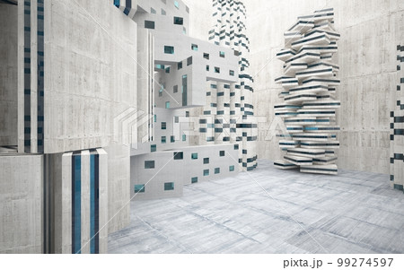 Empty dark abstract concrete smooth interior . Architectural background. 3D illustration and rendering Empty dark abstract concrete smooth interior . Architectural background. 3D illustration and rendering 99274597