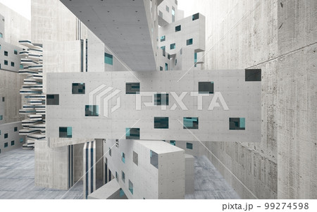 Empty dark abstract concrete smooth interior . Architectural background. 3D illustration and rendering Empty dark abstract concrete smooth interior . Architectural background. 3D illustration and rendering 99274598