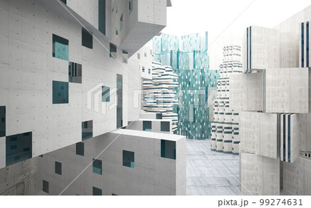 Empty dark abstract concrete smooth interior . Architectural background. 3D illustration and rendering Empty dark abstract concrete smooth interior . Architectural background. 3D illustration and rendering 99274631