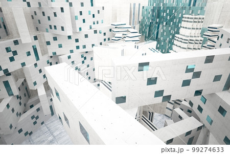 Empty dark abstract concrete smooth interior . Architectural background. 3D illustration and rendering 99274633