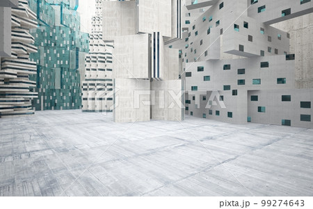 Empty dark abstract concrete smooth interior . Architectural background. 3D illustration and rendering Empty dark abstract concrete smooth interior . Architectural background. 3D illustration and rendering 99274643