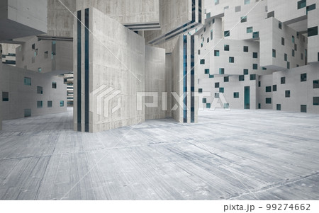Empty dark abstract concrete smooth interior . Architectural background. 3D illustration and rendering Empty dark abstract concrete smooth interior . Architectural background. 3D illustration and rendering 99274662