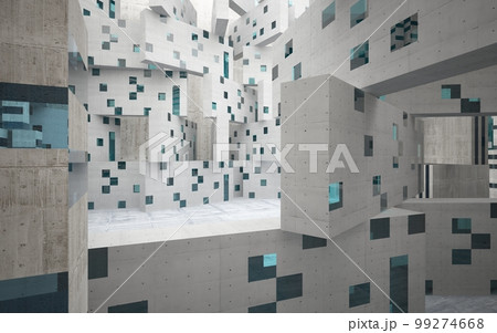 Empty dark abstract concrete smooth interior . Architectural background. 3D illustration and rendering 99274668