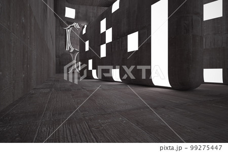 Abstract white and brown concrete parametric interior. 3D illustration and rendering. 99275447