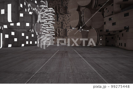 Abstract white and brown concrete parametric interior. 3D illustration and rendering. Abstract white and brown concrete parametric interior. 3D illustration and rendering. 99275448