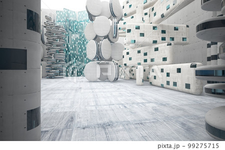 Empty dark abstract concrete and wood smooth interior. Architectural background. 3D illustration and rendering Empty dark abstract concrete and wood smooth interior. Architectural background. 3D illustration and rendering 99275715