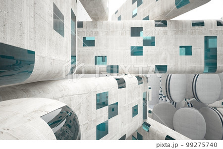 Empty dark abstract concrete and wood smooth interior. Architectural background. 3D illustration and rendering 99275740