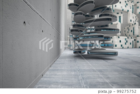 Empty dark abstract concrete and wood smooth interior. Architectural background. 3D illustration and rendering Empty dark abstract concrete and wood smooth interior. Architectural background. 3D illustration and rendering 99275752