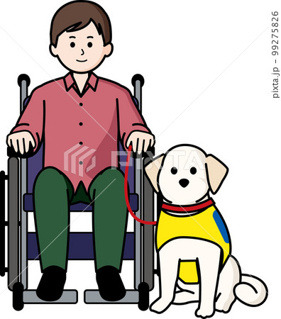 介助犬と車椅子の男性 介助犬と車椅子の男性 99275826