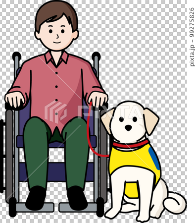 介助犬と車椅子の男性 介助犬と車椅子の男性 99275826