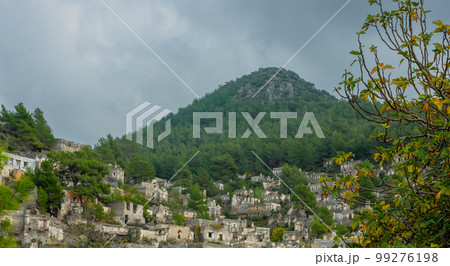 Abandoned Greek village in Turkey. Stone houses and ruins of Fethiye Kayakoy. 99276198