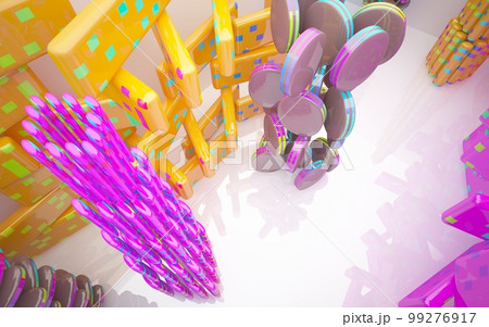 Abstract smooth white and colored gradient interior multilevel public space with window. 3D illustration and rendering. Abstract smooth white and colored gradient interior multilevel public space with window. 3D illustration and rendering. 99276917