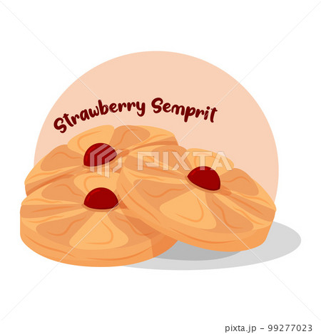 Illustration of Ramadan Eid Al-Fitr mubarak Strawberry Semprit Cookies 99277023