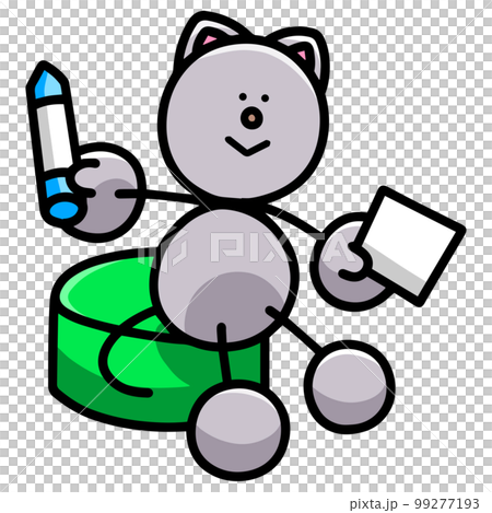 工作するにゃんまるのイラスト　猫 99277193