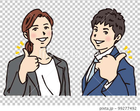 豎起大拇指表達喜悅的商務人士 Good thumbs up 99277492