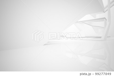 Abstract white interior highlights future. Architectural background. 3D illustration and rendering 99277849