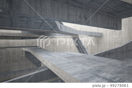 Abstract interior of glass and concrete. Architectural background. 3D illustration and rendering  99278061
