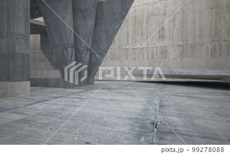 Abstract interior of glass and concrete. Architectural background. 3D illustration and rendering  99278088