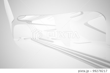 Abstract smooth white interior of the future. Architectural background. 3D illustration and rendering  99278217