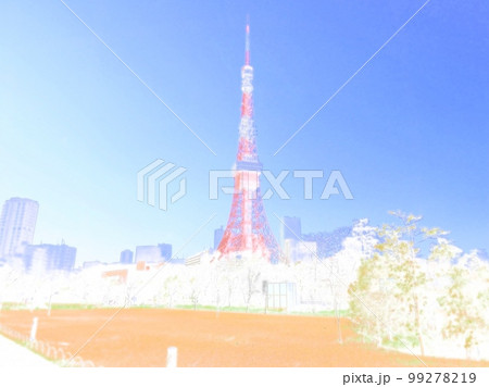 東京の街並み。東京タワー。イラスト風の写真。 99278219