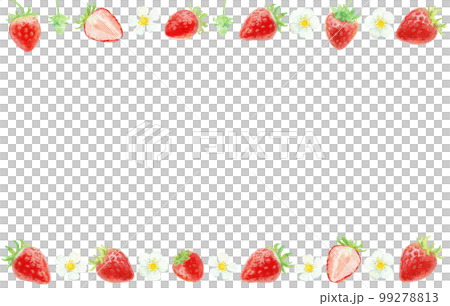 水彩絵の具で描いた春のいちごフレーム 99278813