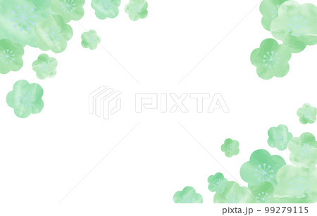 背景素材　水彩　梅　手描き　緑 99279115