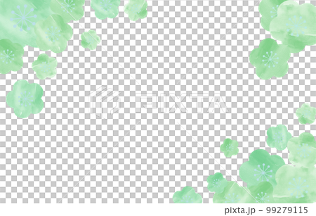 背景素材水彩梅花手繪綠色 99279115