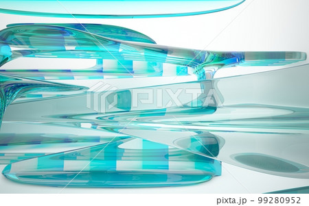 Abstract smooth white and colored gradient glasses interior multilevel public space with window. 3D illustration and rendering. Abstract smooth white and colored gradient glasses interior multilevel public space with window. 3D illustration and rendering. 99280952
