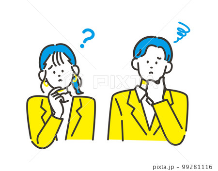 二人で首をかしげて困る男女 ビジネス素材 イメージイラスト 99281116