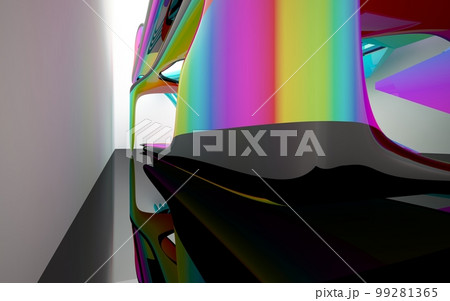 Abstract white and colored gradient smooth interior multilevel public space with window. 3D illustration and rendering. Abstract white and colored gradient smooth interior multilevel public space with window. 3D illustration and rendering. 99281365