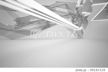 Abstract white interior of the future, with neon lighting. 3D illustration and rendering Abstract white interior of the future, with neon lighting. 3D illustration and rendering 99281526