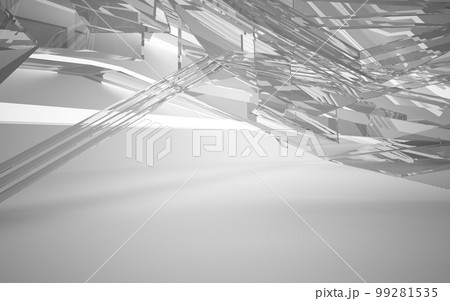 Abstract white interior of the future, with neon lighting. 3D illustration and rendering 99281535