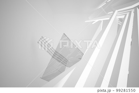 Abstract white interior of the future, with neon lighting. 3D illustration and rendering 99281550