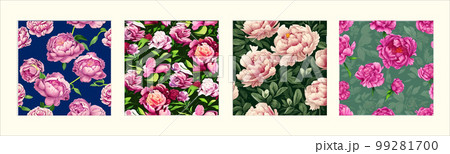 Surreal rowing landscape vector illustration. Alien planet surface environment. Enchanted forest with mushrooms and magic. Set of four square posters 99281700