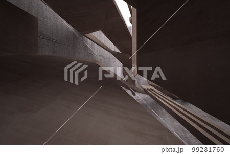 Empty dark abstract brown concrete room interior. Architectural background. Night view of the illuminated. 3D illustration and rendering Empty dark abstract brown concrete room interior. Architectural background. Night view of the illuminated. 3D illustration and rendering 99281760