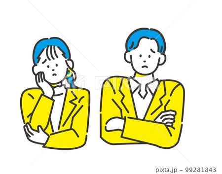 二人で首をかしげて困る男女 ビジネス素材 イメージイラスト 二人で首をかしげて困る男女 ビジネス素材 イメージイラスト 99281843