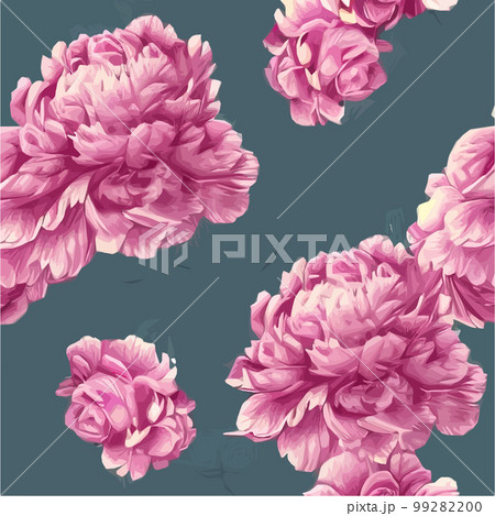 Pink peonies flowers and leaves, floral vector seamless pattern spring summer 99282200